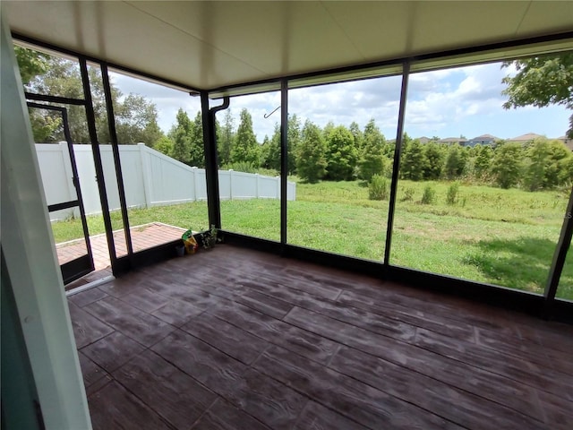 view of unfurnished sunroom