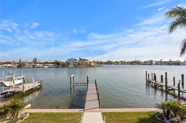 dock area featuring a water view and boat lift