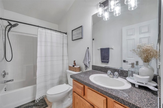 full bathroom with vanity, toilet, and shower / tub combo