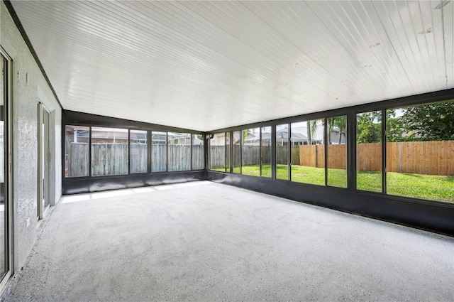 view of unfurnished sunroom