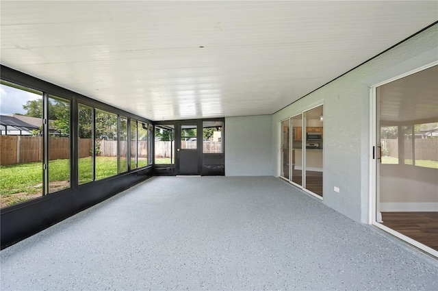 view of unfurnished sunroom