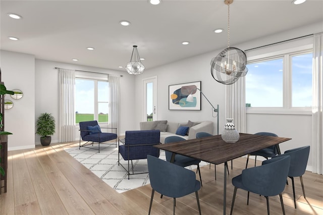 dining area featuring light hardwood / wood-style flooring