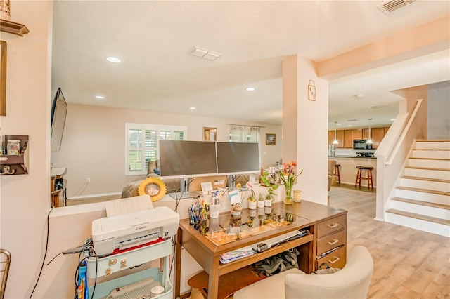 living room featuring light hardwood / wood-style flooring