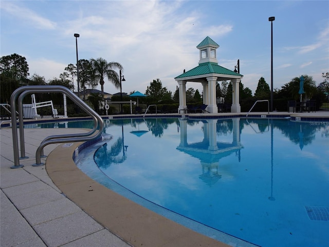 pool featuring a gazebo
