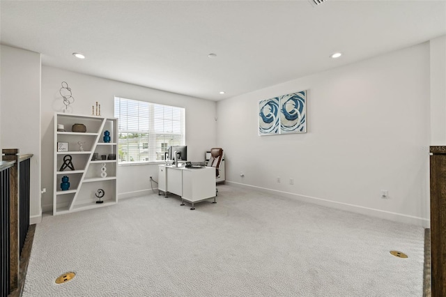 office featuring light colored carpet