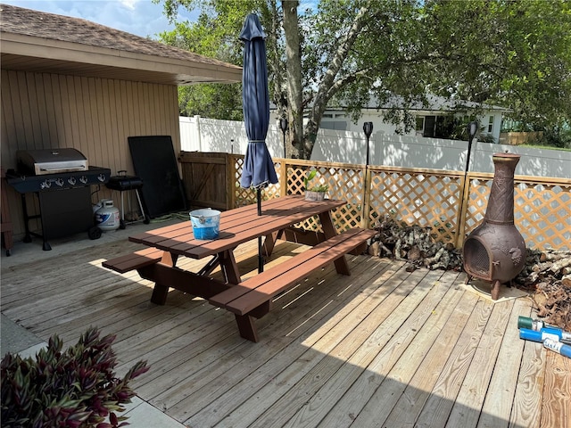 deck with area for grilling