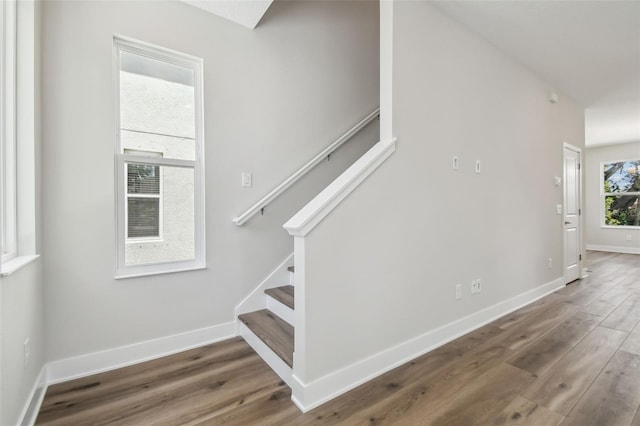 2909 W Spruce St, Tampa, FL 33607 - stairway with wood finished floors and baseboards