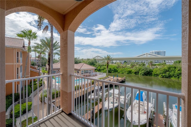 balcony with a water view