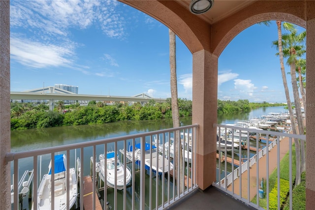 balcony with a water view