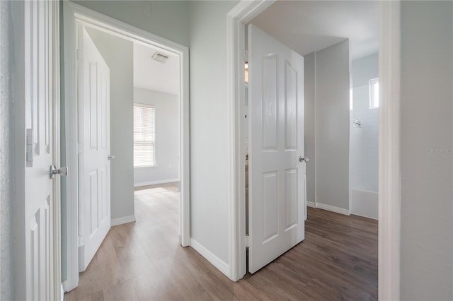 hallway featuring light wood-type flooring