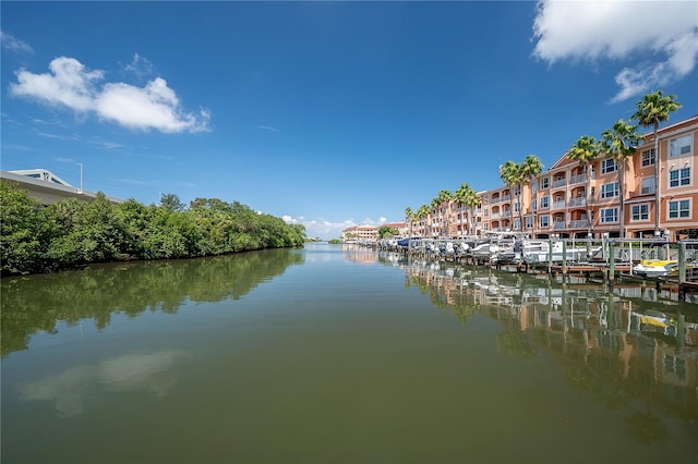 view of water feature featuring a boat dock