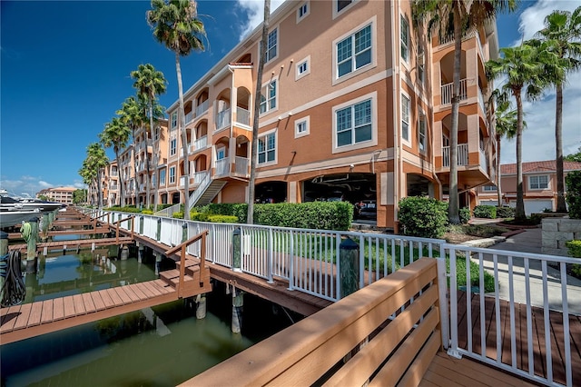 view of dock featuring a water view