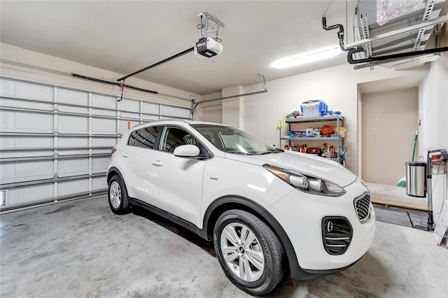 garage with a garage door opener