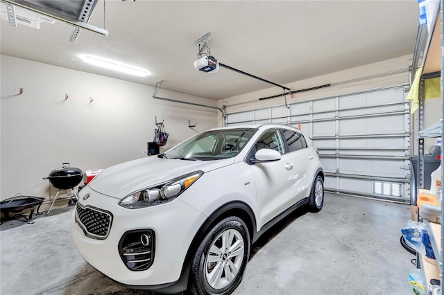 garage with a garage door opener