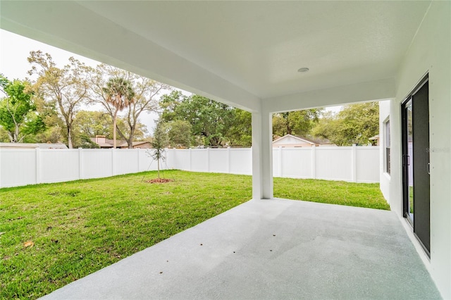 view of patio featuring a fenced backyard