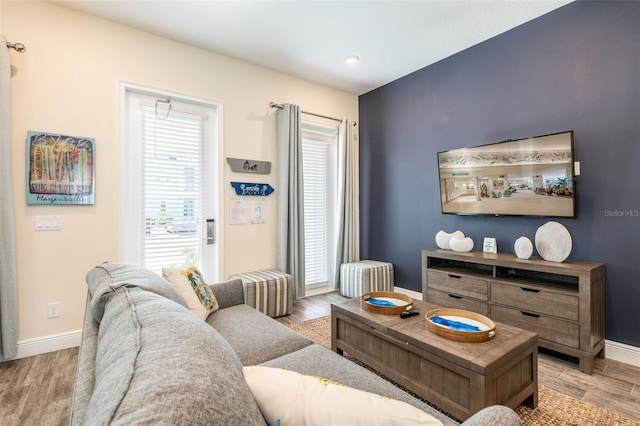 living room featuring light hardwood / wood-style floors