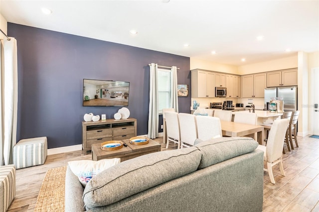 living room featuring light hardwood / wood-style floors