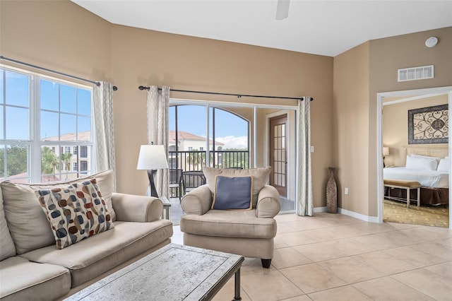 view of tiled living room