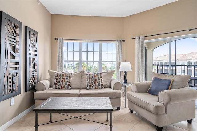 view of tiled living room