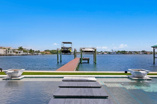 dock area featuring a water view