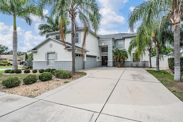 view of front of property with a garage