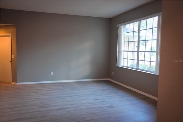 spare room with a wealth of natural light and hardwood / wood-style floors