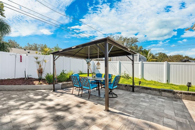 view of patio featuring a gazebo