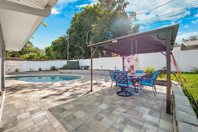 view of swimming pool with a patio