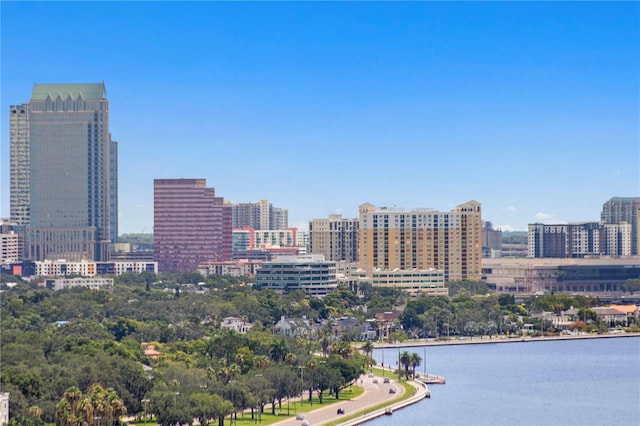 view of city featuring a water view