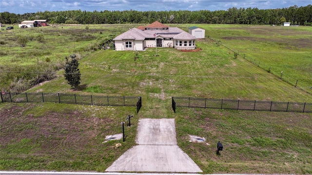 bird's eye view with a rural view