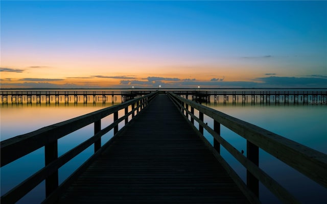 view of dock with a water view and a pier