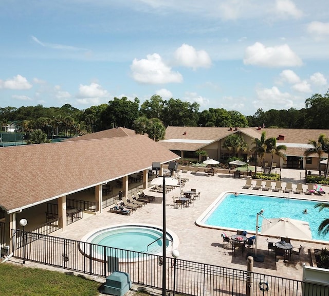 view of swimming pool featuring a patio