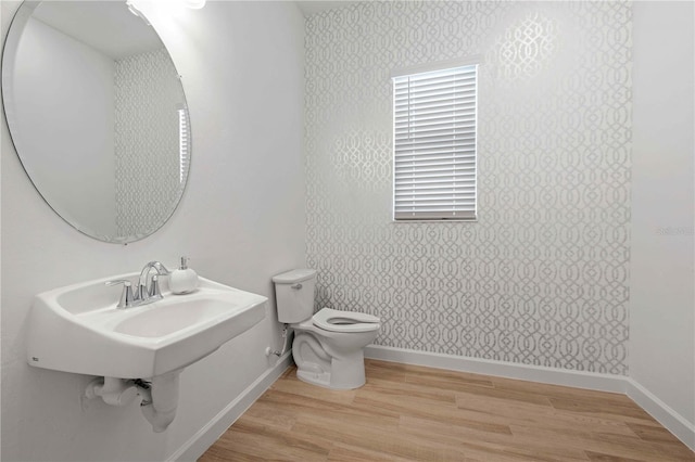 bathroom featuring hardwood / wood-style floors and toilet