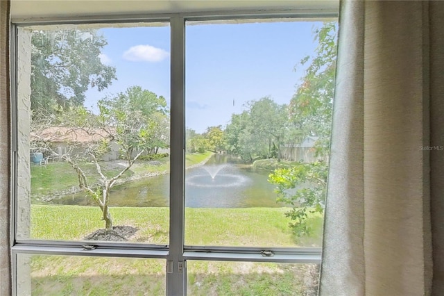 entryway featuring a water view and a wealth of natural light