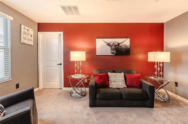 living room with carpet floors