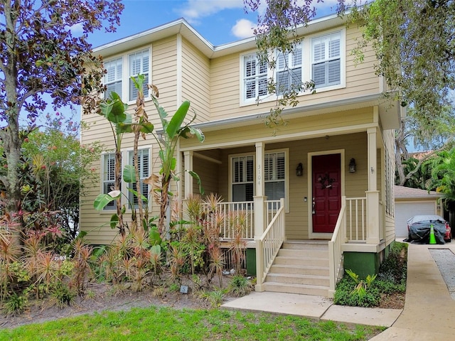 view of front of property with covered porch