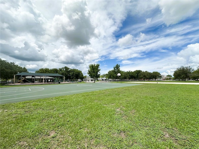 exterior space with basketball hoop