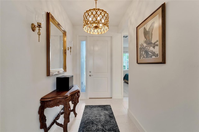 foyer with light tile patterned floors