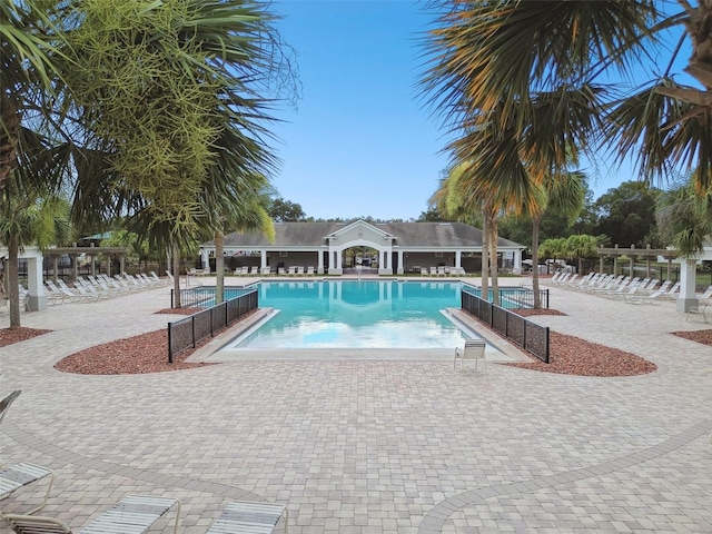 view of pool featuring a patio