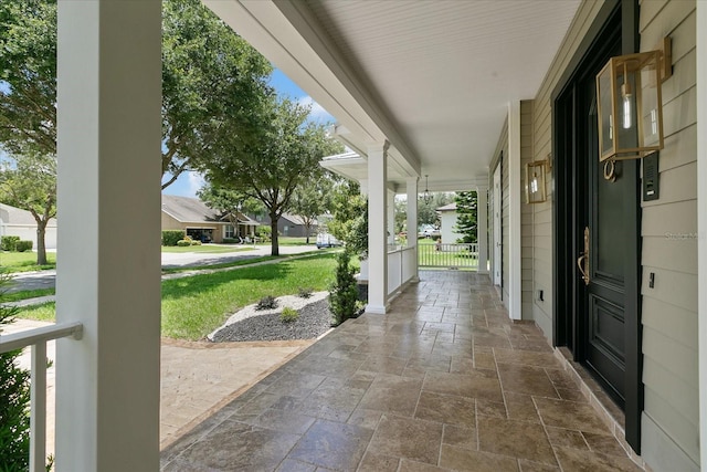 view of terrace with covered porch