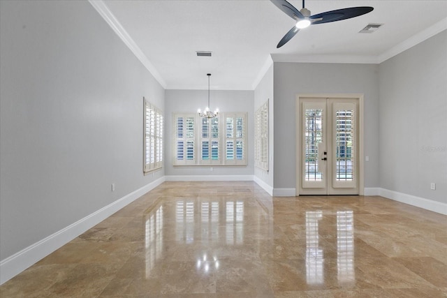 638 Limona Woods Dr, Brandon, FL 33510 - unfurnished room with baseboards, ornamental molding, and visible vents