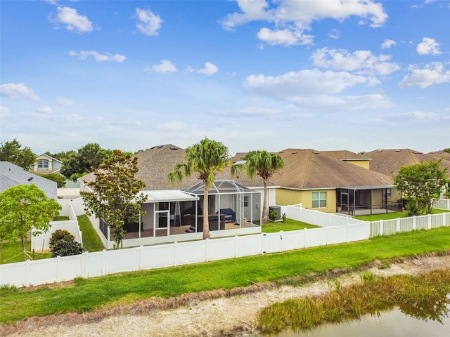 6843 Boulder Run Loop, Wesley Chapel, FL 33545 - rear view of house with a lanai