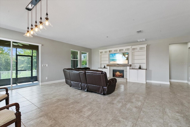 living room with a textured ceiling