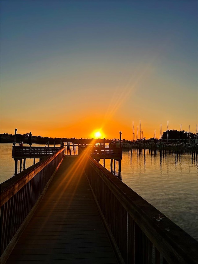 dock area featuring a water view