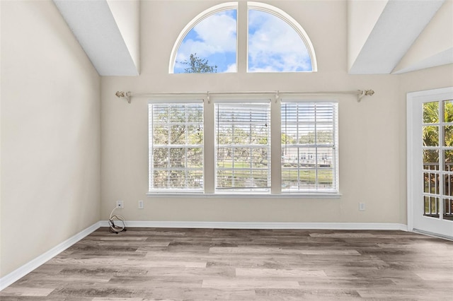 spare room with hardwood / wood-style floors