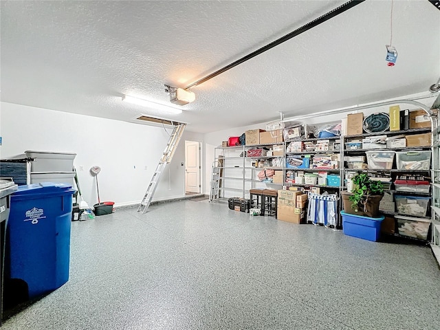 garage with a garage door opener