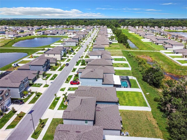 bird's eye view featuring a water view