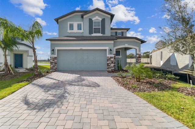 view of front of house with a garage