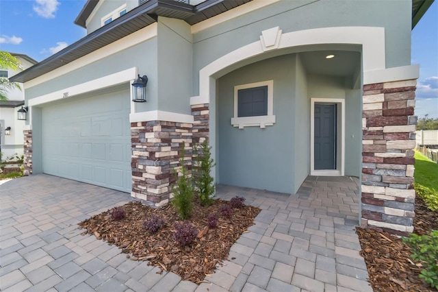 property entrance featuring a garage