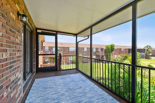 view of unfurnished sunroom